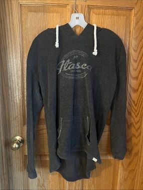 Blue 84 Charcoal Gray Crewneck Hoodie with White Drawcords